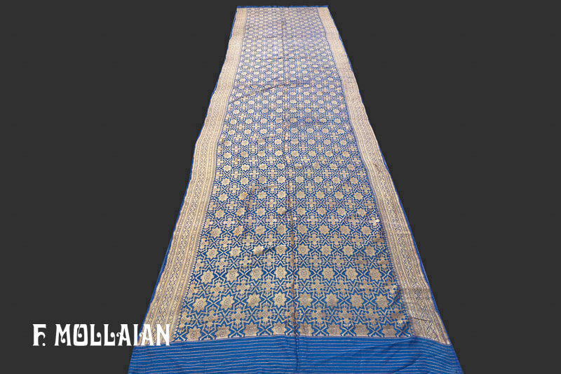 Antique Indian Long Silk Textile with Metal Thread n°:95805336